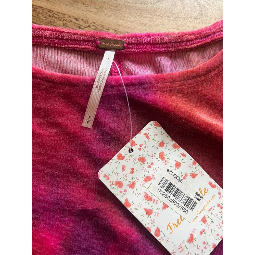 FreePeople Bright Eyes Velvet Crop Top Pink TieDye festival indie boho retro NWT - Picture 4 of 6
